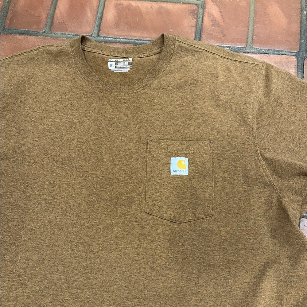 Carhartt Shirt Mens Brown Loose Fit Pocket Workwear Tradesman Durable Sz 2X - Picture 4 of 6